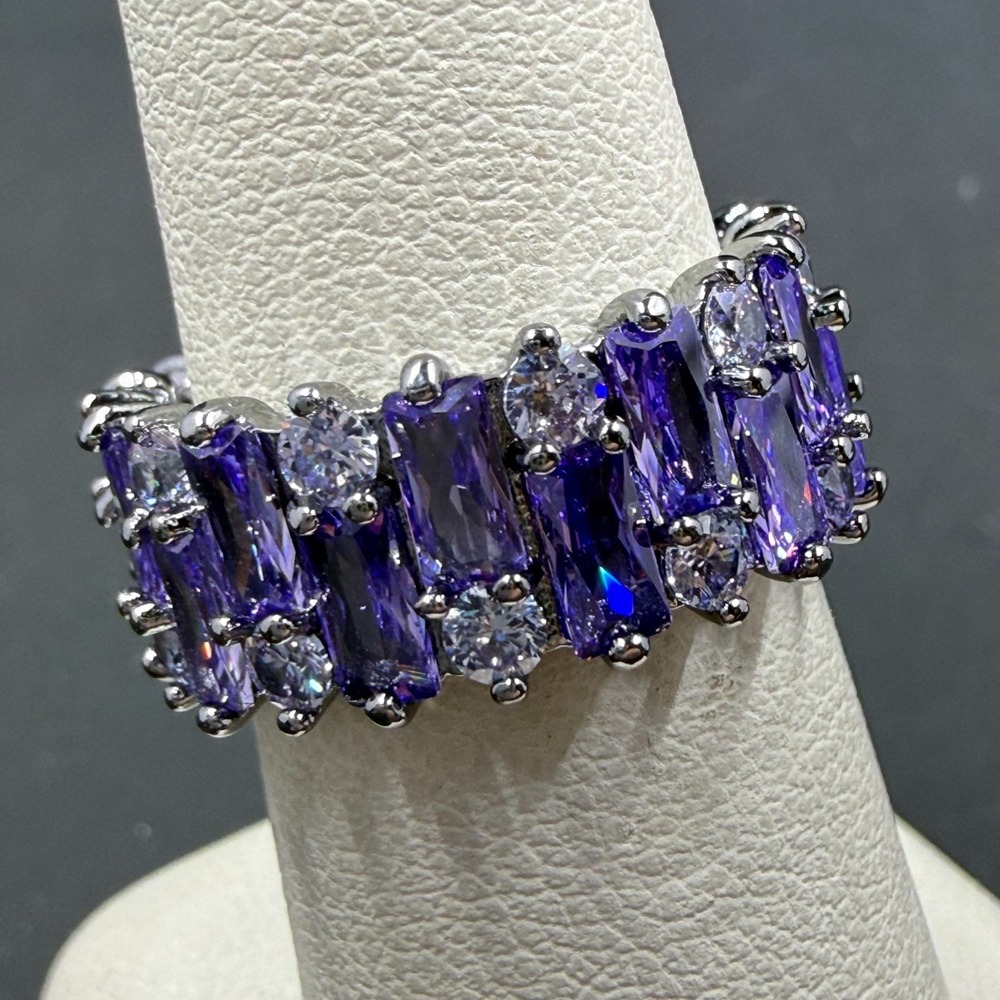 Bomb Party Styling Sparkle Size 6 Ring Violet CZ RBP6651 Hematite Plated